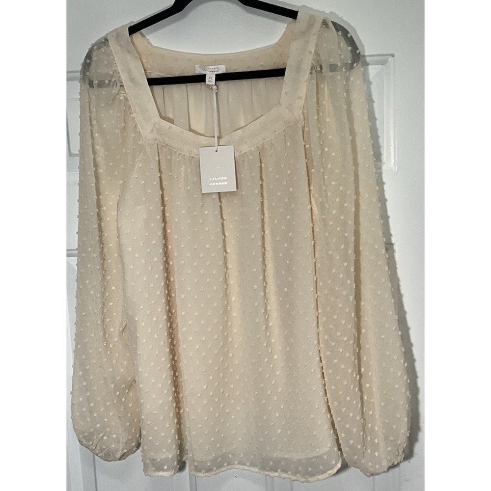 Lauren Conrad English Cream Colored Lace Top Business/Casual Size XL